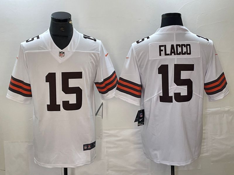 Men Cleveland Browns #15 Flacco White Nike Vapor Limited NFL Jersey style 2->cleveland browns->NFL Jersey
